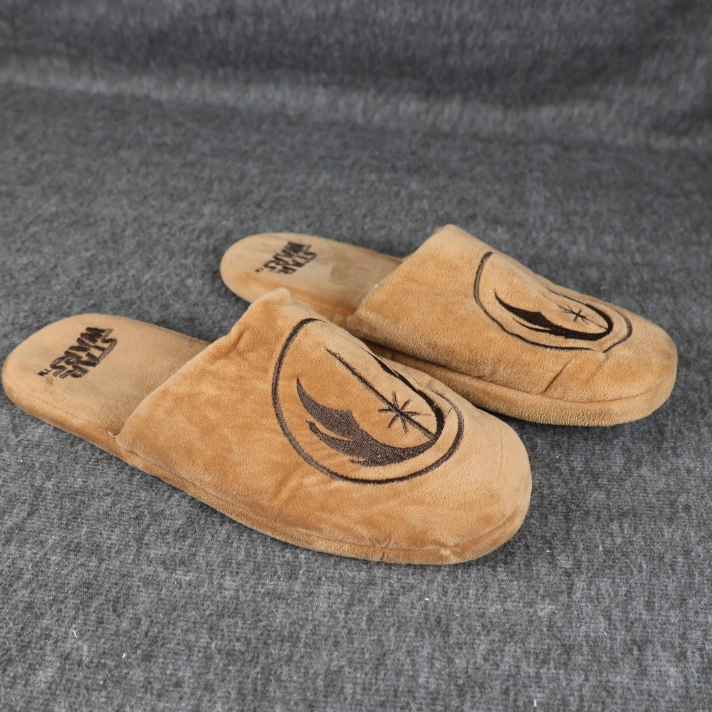 Star Wars Slippers Mens 12.5 Brown Jedi Order Mule Fleece House Shoes Indoor